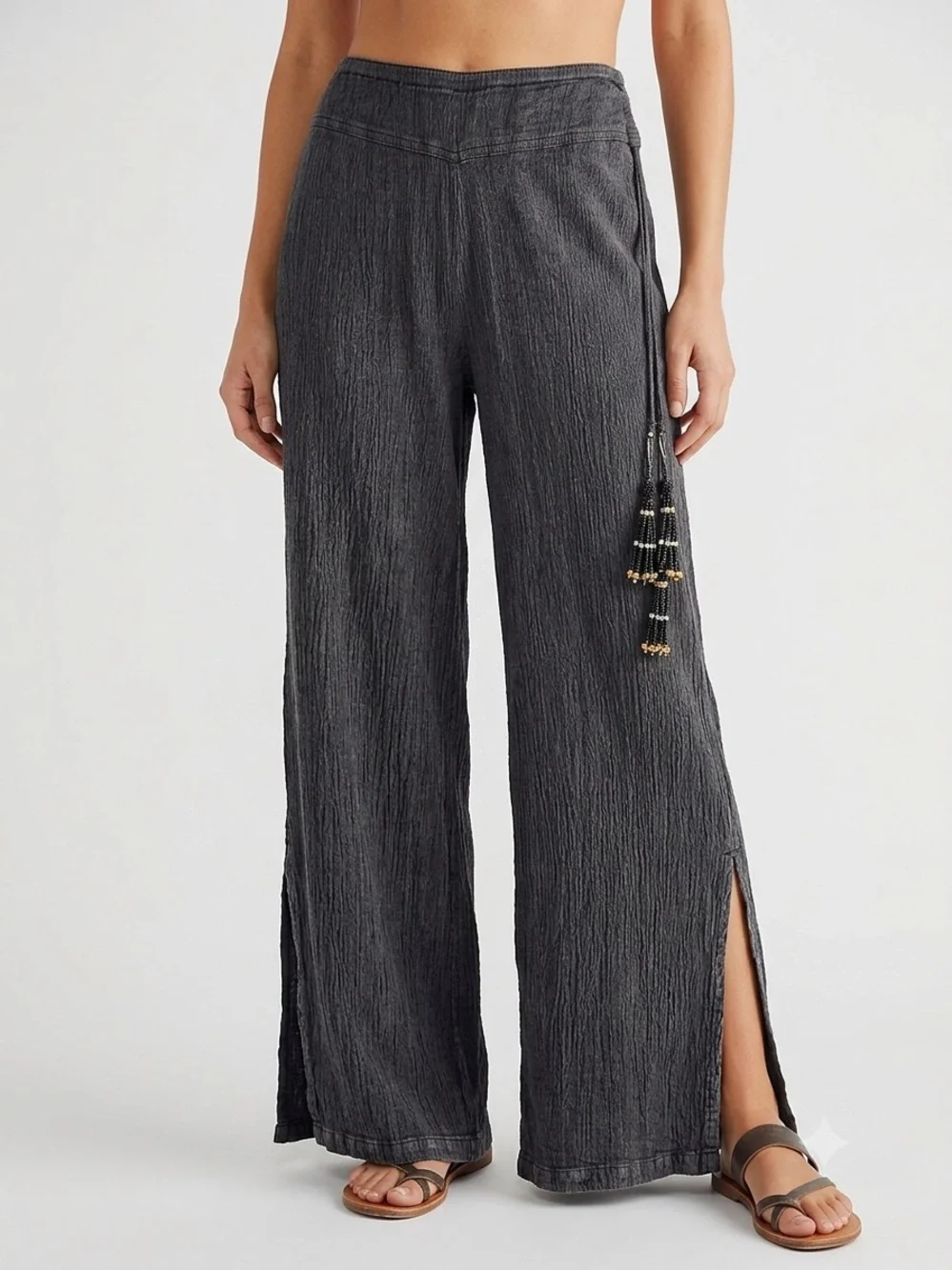 Soft Surroundings Heather Black Wide-Leg Pants 2X